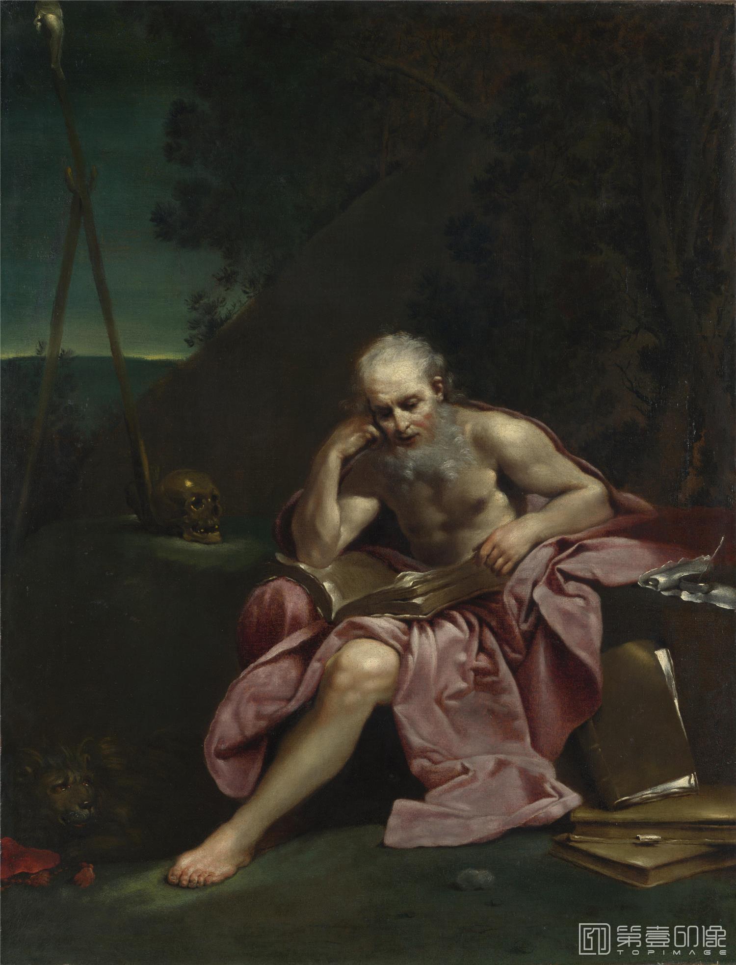 油画-大英博物馆藏画-Giuseppe Maria Crespi - Saint Jerome in the Desert-1029